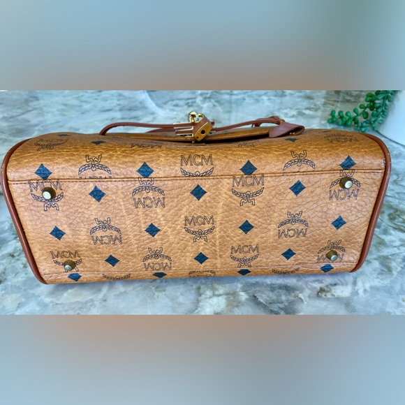 MCM Vinatge Cognac Visetos Monogram Kelly Top Handle Satchel Limited Edition - Picture 12 of 12